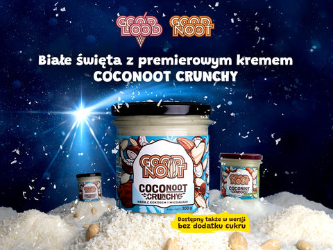 Premiera Coconoot Crunchy! 🥥 Odkryj nowy krem z kokosem i prażonymi migdałami. 100% miąższu, zero oleju palmowego. Dostępny także w wersji Bez Dodatku Cukru. Sprawdź!