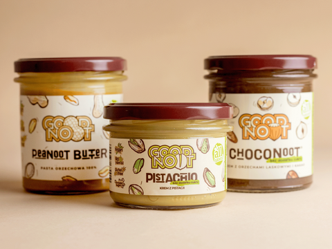 Kremy orzechowe bez dodatku cukru: Peanoot Butter, Pistachio bez dodatku cukru, Choconoot® bez dodatku cukru.