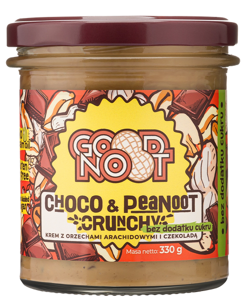 Krem z orzechów arachidowych i kakao z kawałkami orzechów bez dodatku cukru CHOCO & PEANOOT CRUNCHY