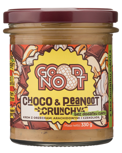 Krem z orzechów arachidowych i kakao z kawałkami orzechów bez dodatku cukru CHOCO & PEANOOT CRUNCHY