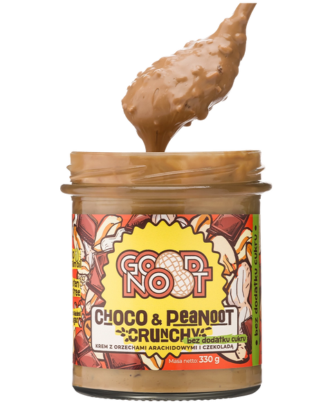Krem z orzechów arachidowych i kakao z kawałkami orzechów bez dodatku cukru CHOCO & PEANOOT CRUNCHY