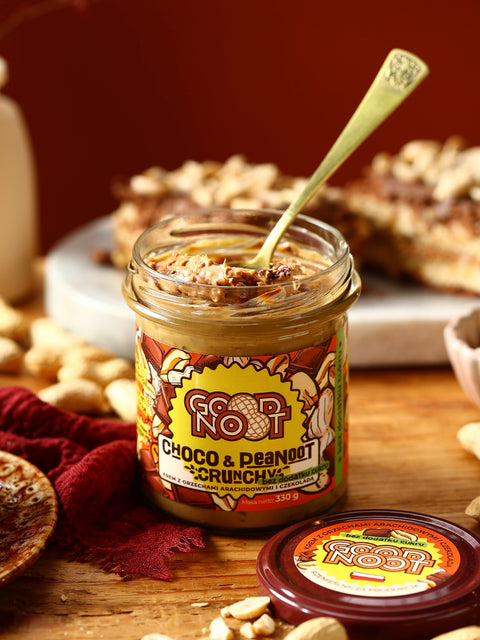 Krem z orzechów arachidowych i kakao z kawałkami orzechów bez dodatku cukru CHOCO & PEANOOT CRUNCHY