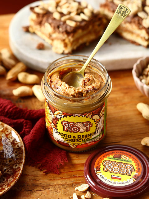 Krem z orzechów arachidowych i kakao z kawałkami orzechów bez dodatku cukru CHOCO & PEANOOT CRUNCHY