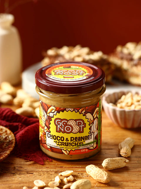 Krem z orzechów arachidowych i kakao z kawałkami orzechów bez dodatku cukru CHOCO & PEANOOT CRUNCHY