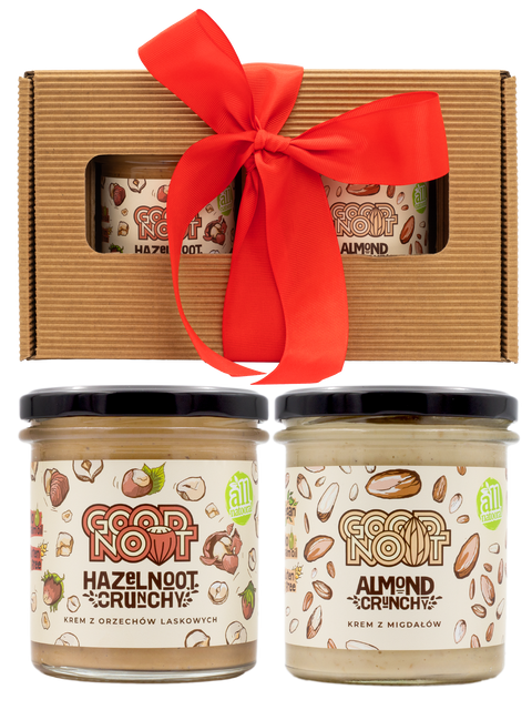 Zestaw Almond Crunchy 300g i Hazelnoot Crunchy 300g w opakowaniu prezentowym