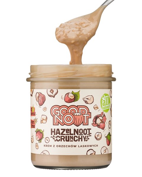 Krem z orzechów laskowych z kawałkami orzechów HAZELNOOT CRUNCHY 300g konsystencja