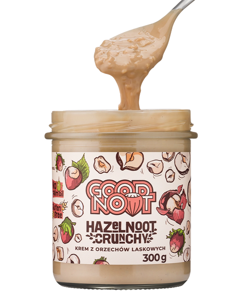 Krem z orzechów laskowych z kawałkami orzechów HAZELNOOT CRUNCHY 300g konsystencja