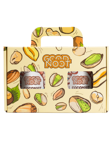 Zestaw COCONOOT CRUNCHY 300g + COCONOOT CRUNCHY 300g bez dodatku cukru w opakowaniu prezentowym