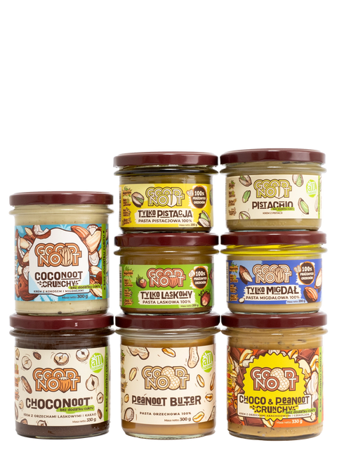 Zestaw wszystkich kremów orzechowych bez dodatku cukru