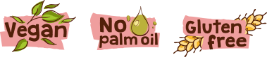 Cechy wyróżniające PB&J(r): wegański, bez oleju palmowego, bezglutenowy.